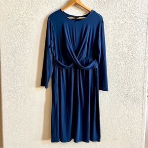 J.JILL Women Size XL Wearever Collection Criss Cross Dress Evening Blue Stretchy